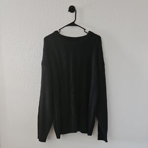 SHEIN Men's Cable Knit Sweater Crewneck Long Sleeve Black XL